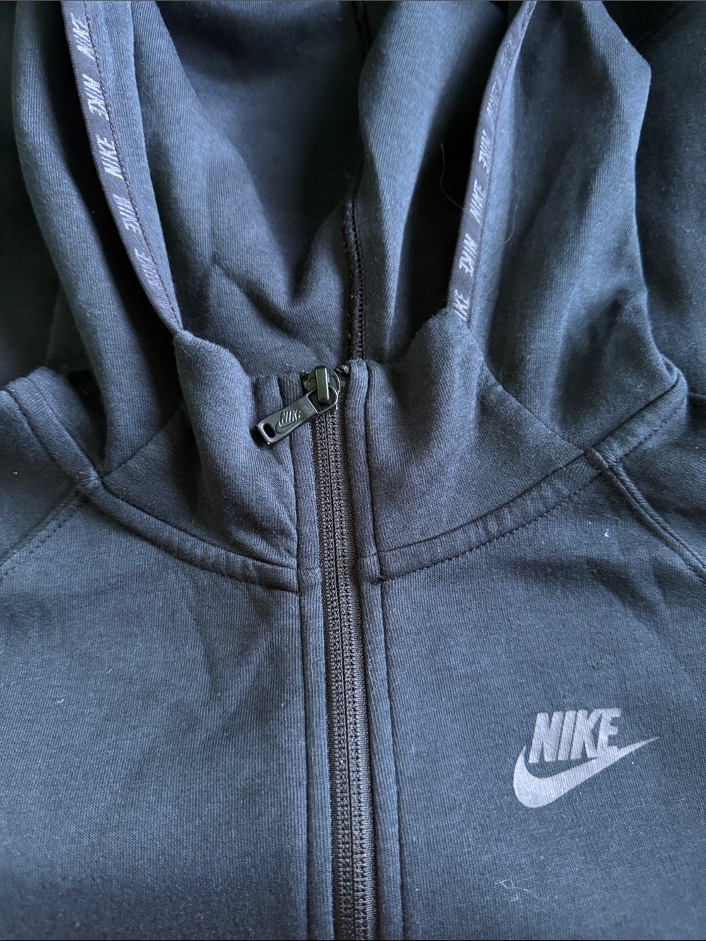 Woman’s Nike Black Zip-Up Hoodie with Subtle Swoosh